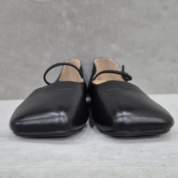 Empress ballet flats women's 40 US 9 black soft leather square toe elastic strap - Picture 4 of 11